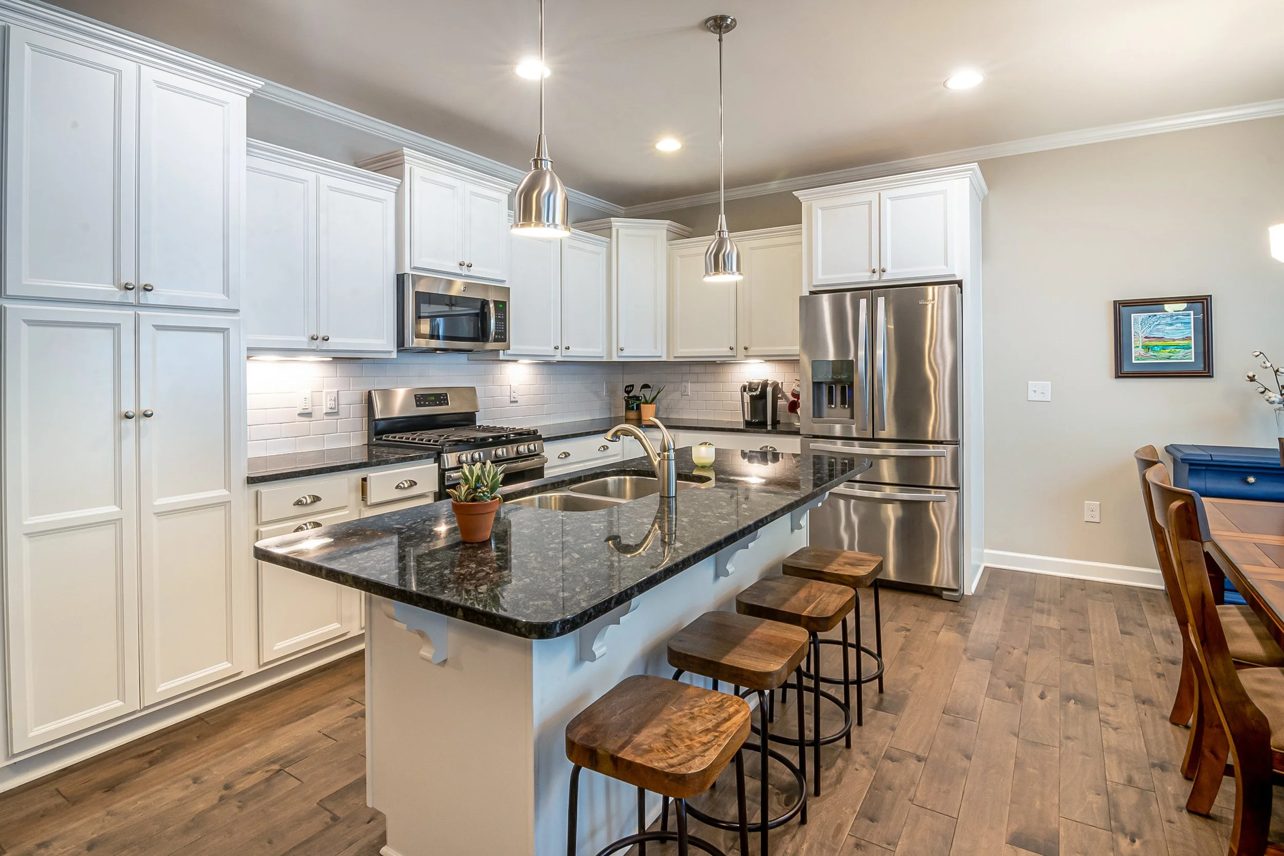 Open living space in a completed home remodel